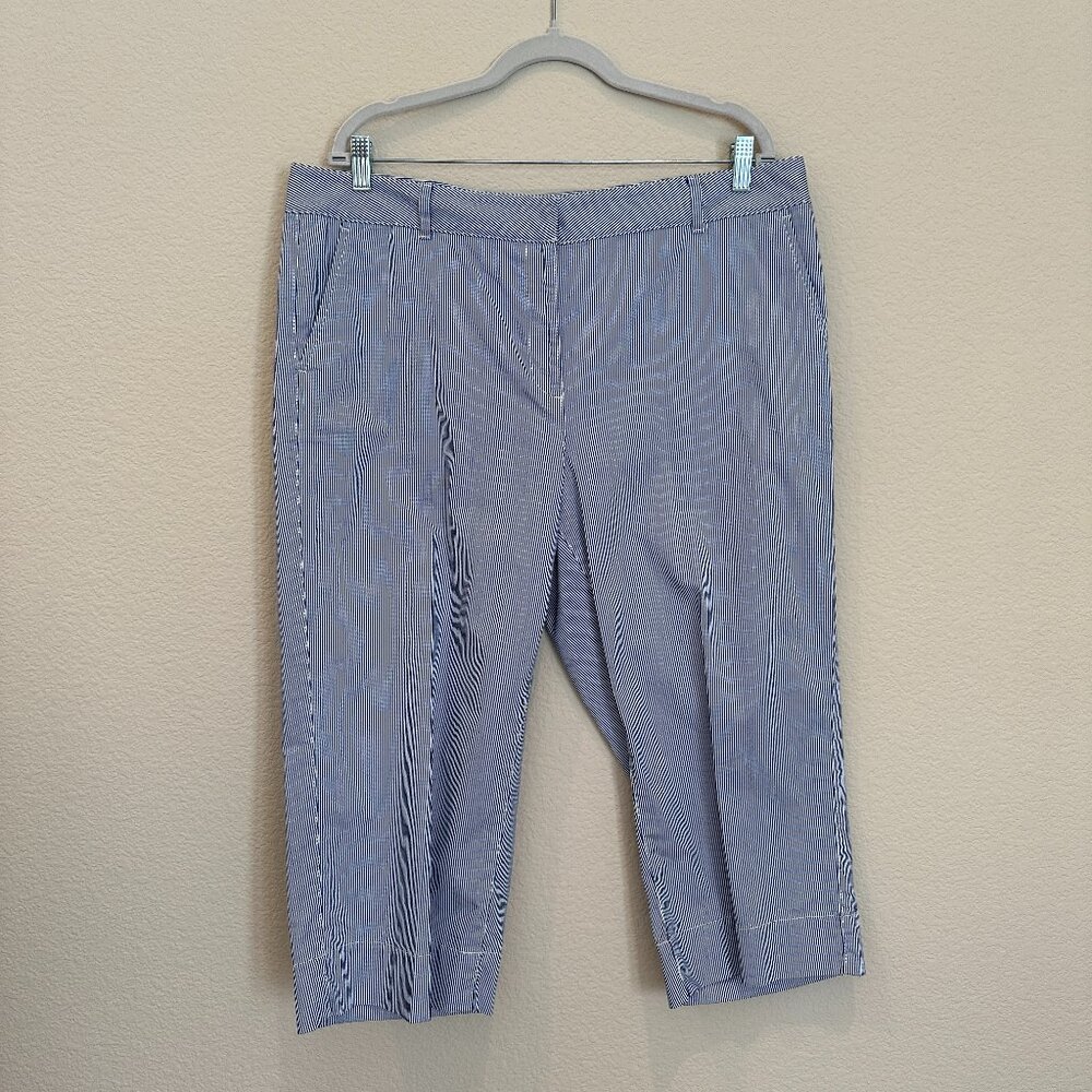 Talbots Wide Crop Blue and White Stripe Pants